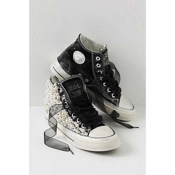 Free People Shoes - Free People Pearl Crush Hi Top Sneakers by Nan-Ku Black Sz 39 New